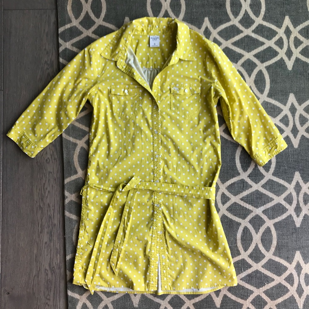 Abercrombie & Fitch Yellow Belted Shirt Dress S